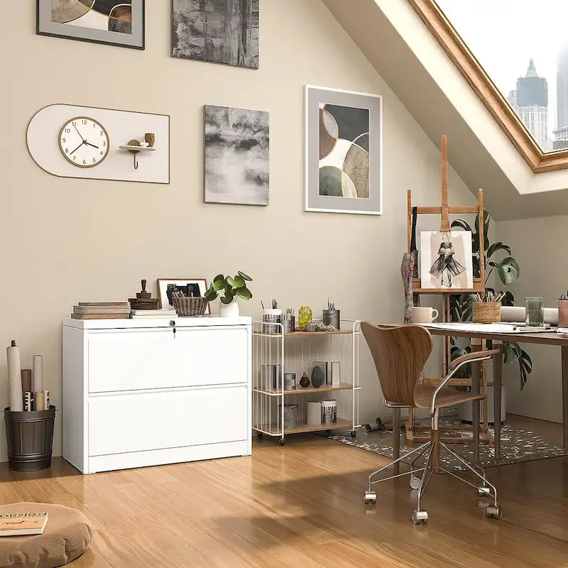 36 W 2 Drawer Metal Lateral File Cabinet with Lock
