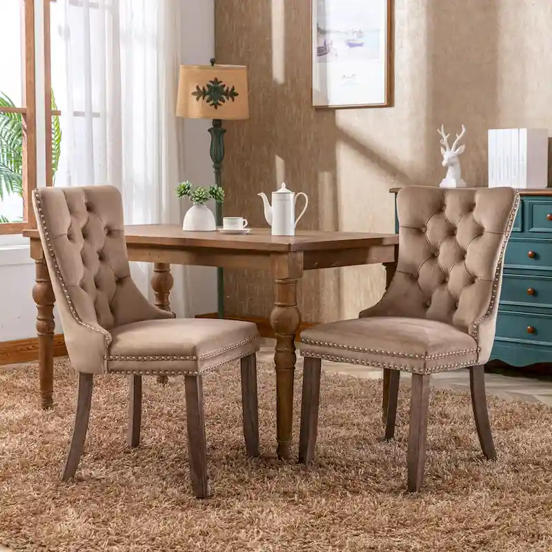 High-end Tufted Solid Wood Contemporary Velvet Upholstered Dining Chair