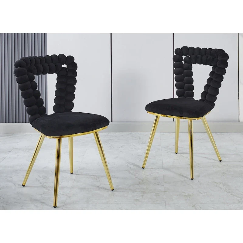 Gold+Black Modern 22.04 Accent Chairs (Set of 2)