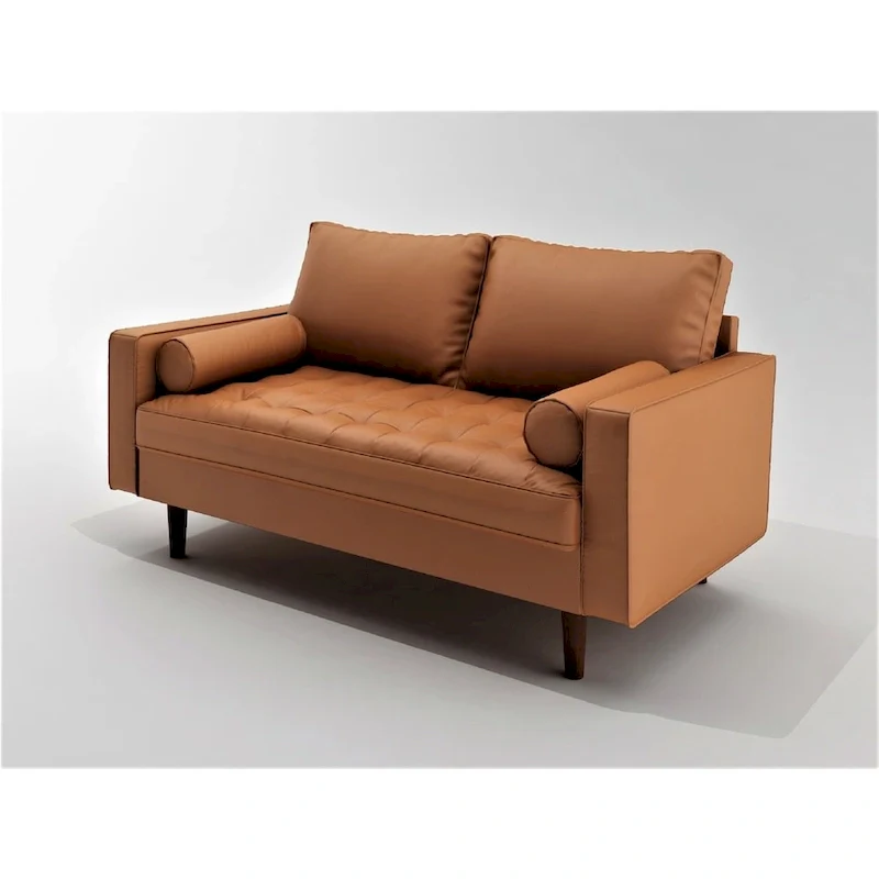 Lopez Faux Leather Mid-century Modern Loveseat