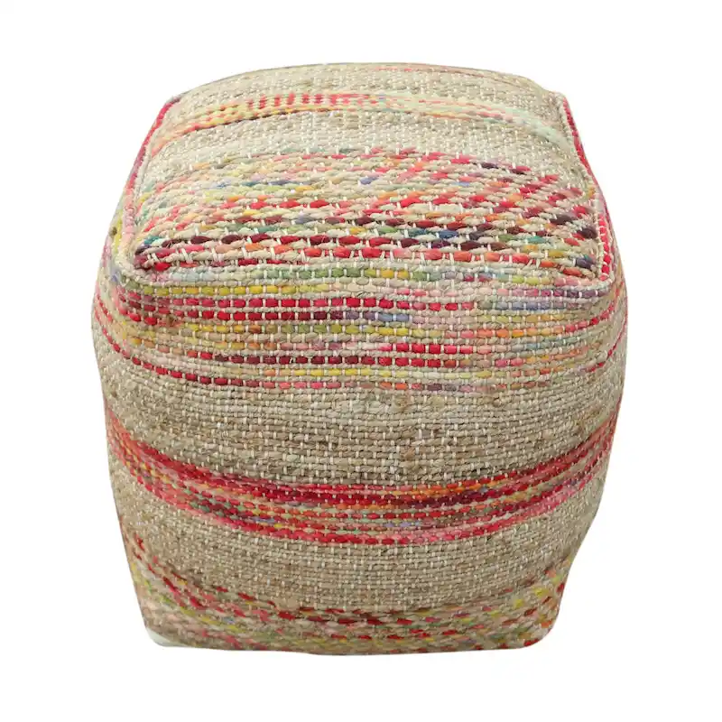 Caiman Handcrafted Boho Fabric Pouf by Christopher Knight Home