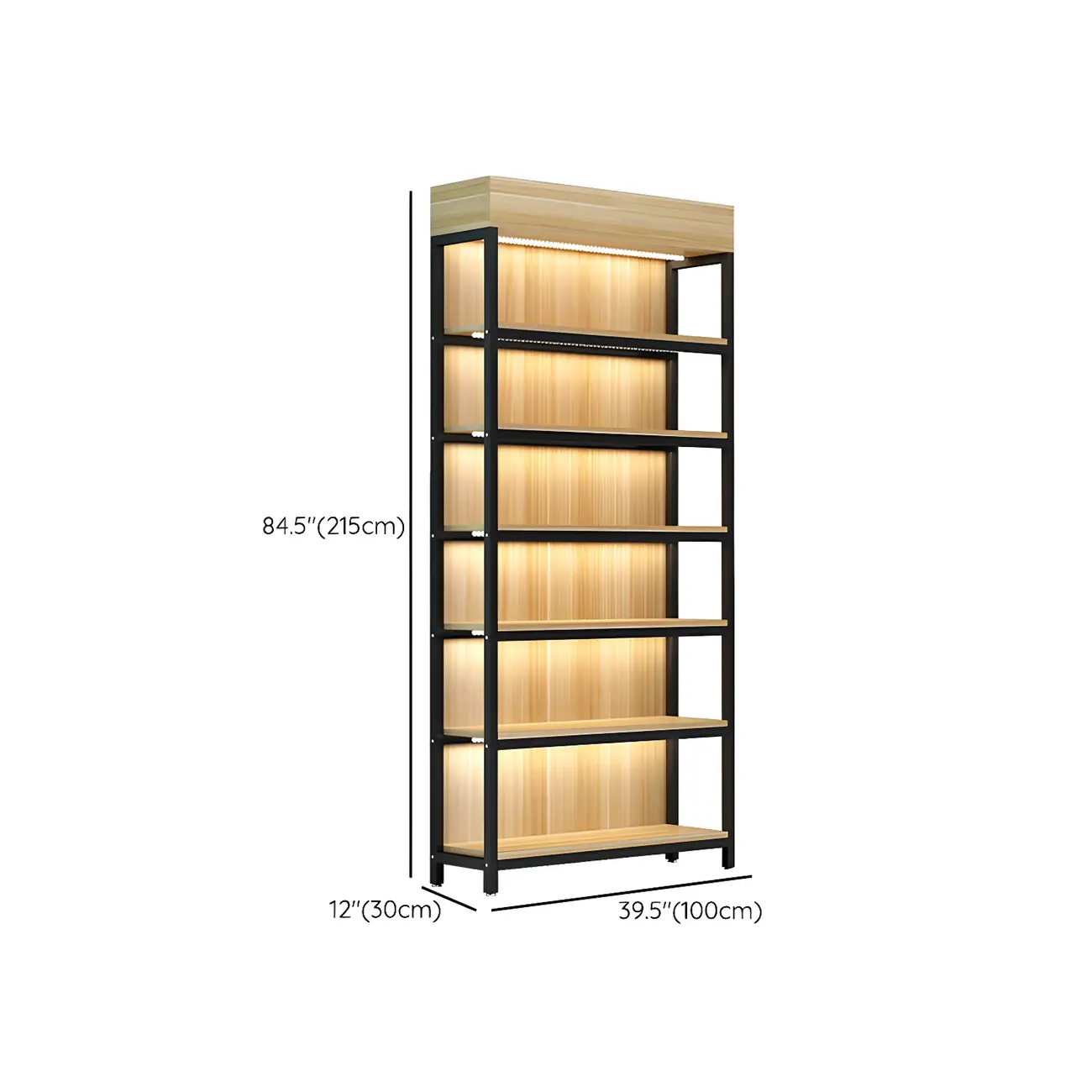 Modern Wood Open Multi-Shelf Large Display Cabinet