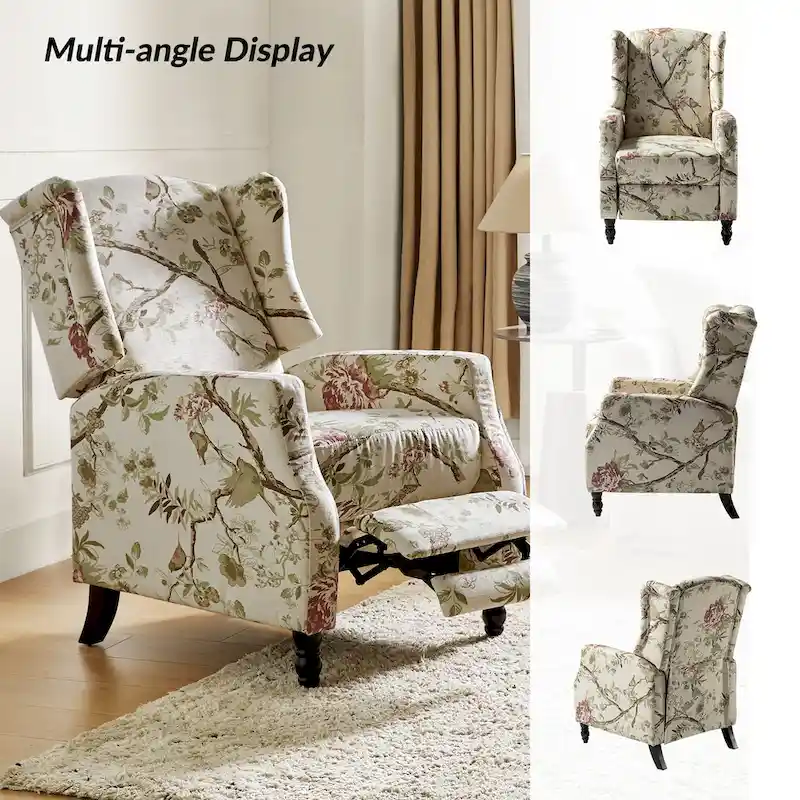 Damaris Mid-Century Modern Manual Pushback Recliner with Wingback Design Set of 2 by HULALA HOME