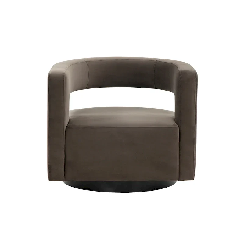 Upholstered Swivel Chair with Cut-Out Back