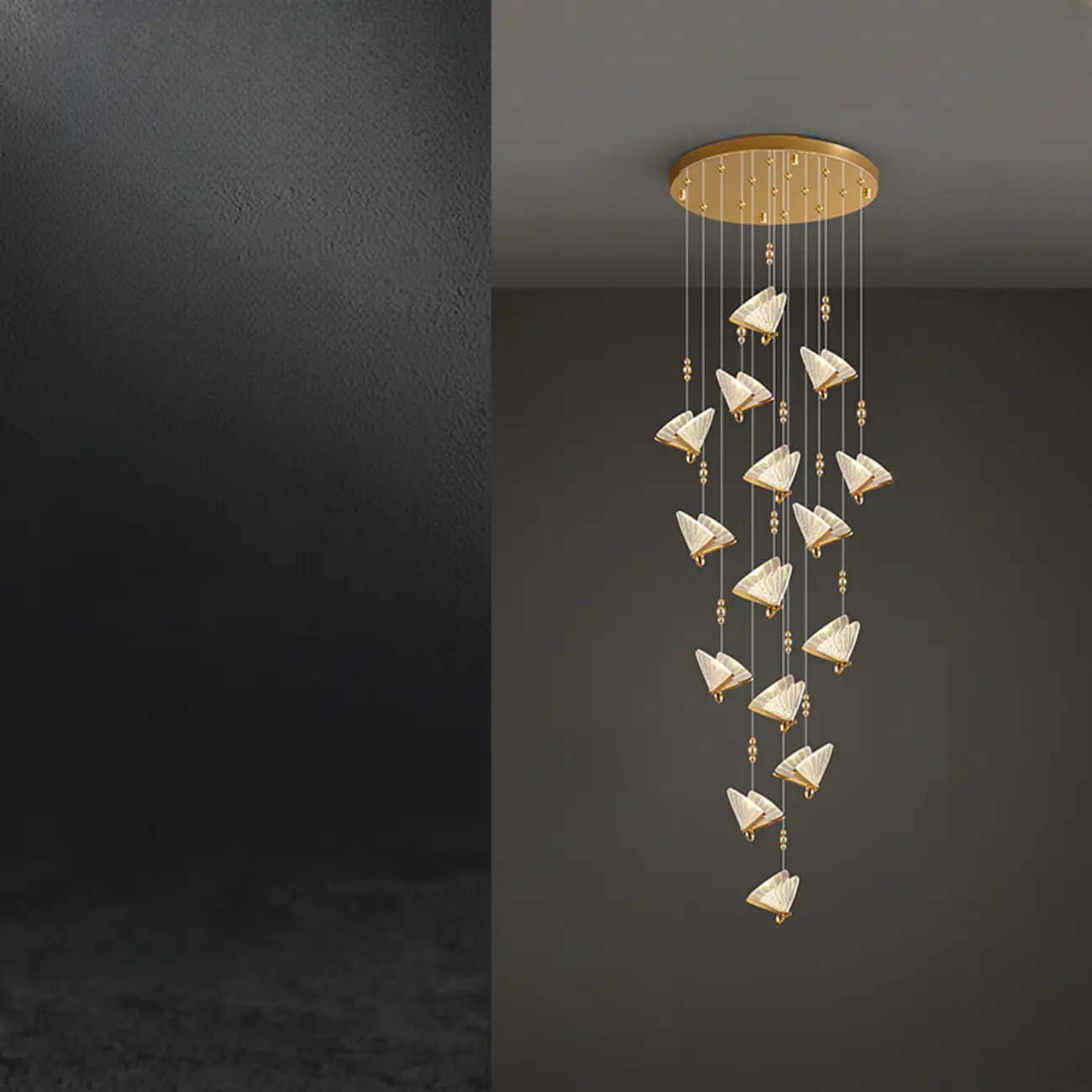 Modern Crystal Linear Butterfly Chandelier Light with Remote