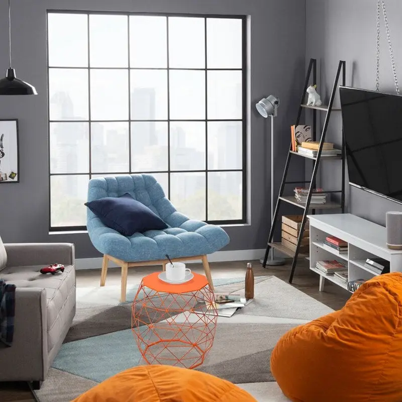 Adeco Accents Geometric Iron Side Table