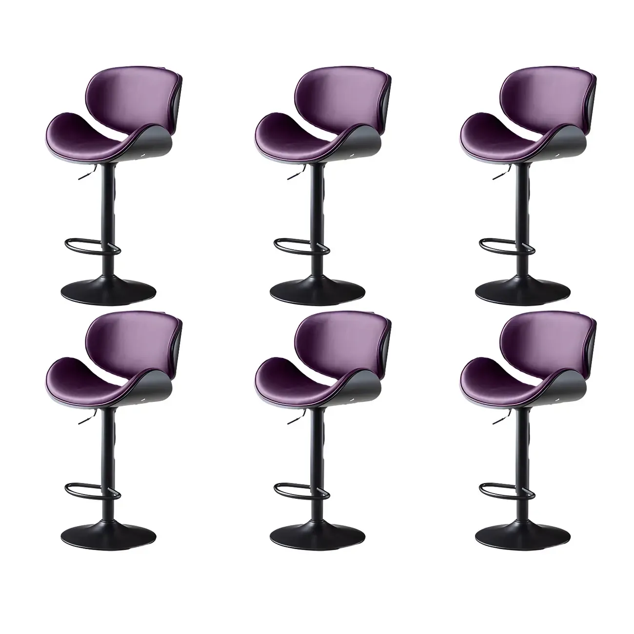 Arched Blackish Green Leather Swivel Adjustable Bar Stool