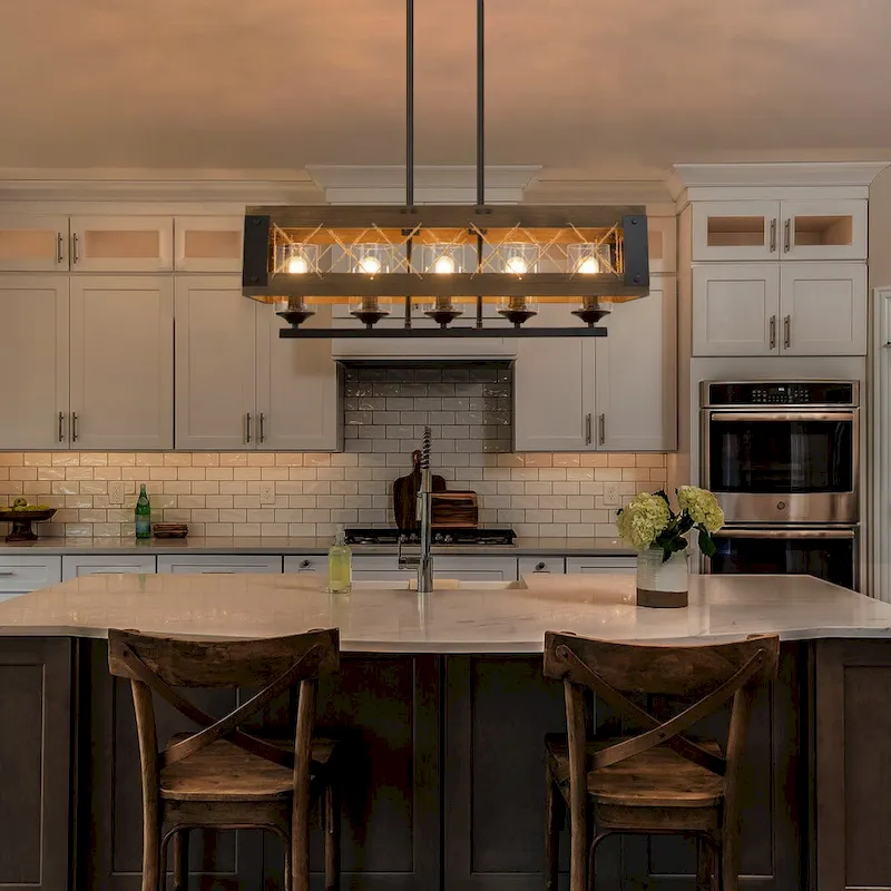 The Gray Barn 5-Light Farmhouse Rectangle Chandelier Rustic Island Lights - W31.9  * E10.6  * H10.2