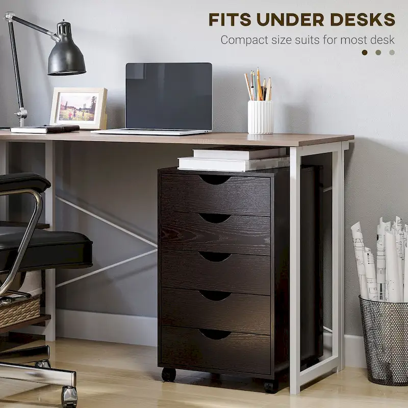 Nordic Minimalist Modern 5-Drawer File Cabinet Storage Organizer with Wheels