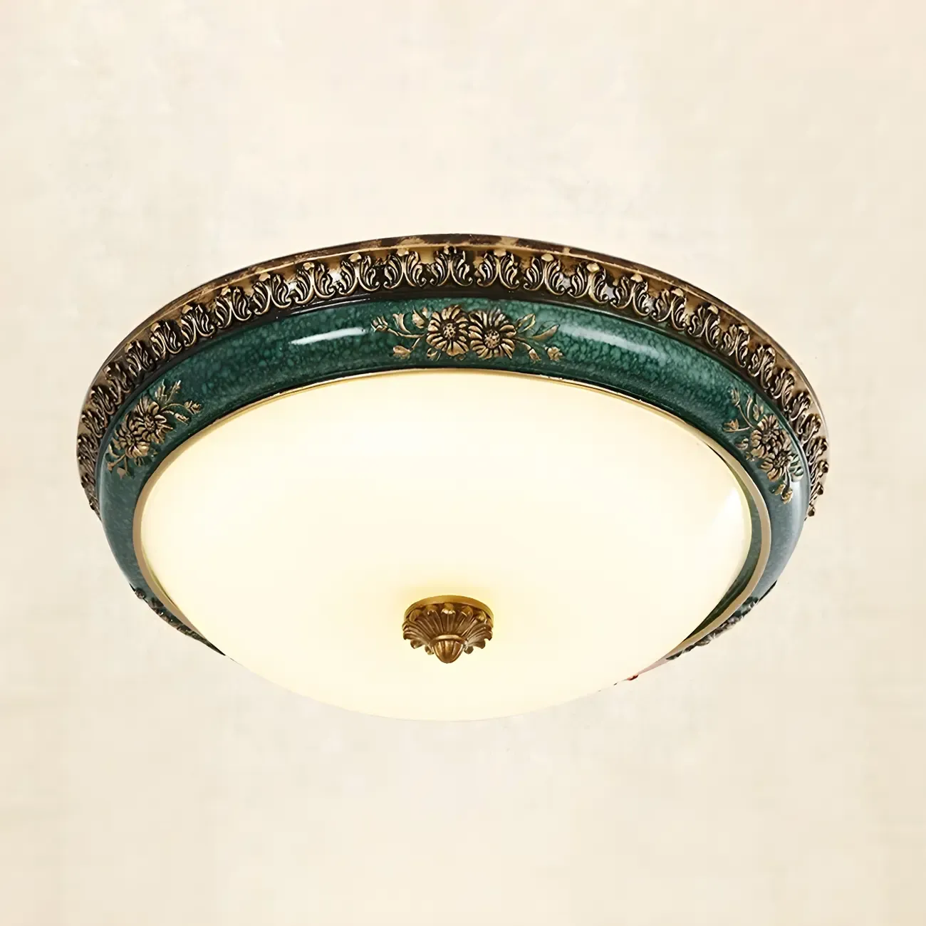 Classic Green Bowl Flush Mount LED Ceiling Light