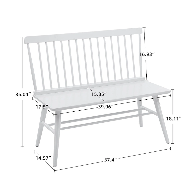 Entryway 40L Solid Wood Dining Bench with Spindle Back