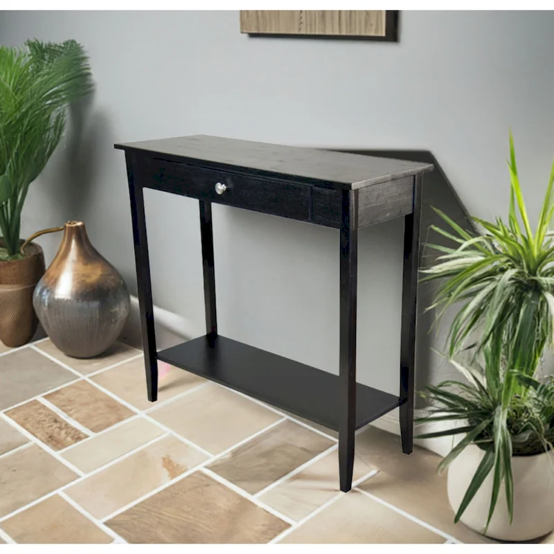 Solid Acacia Wood 1-drawer Console Table with Bottom Shelf