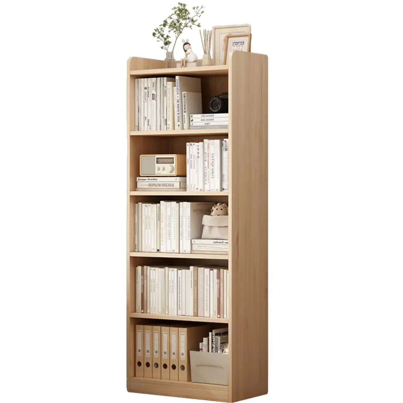 Natural Pine Vertical 6-Tier Barrister Closed Back Bookcase