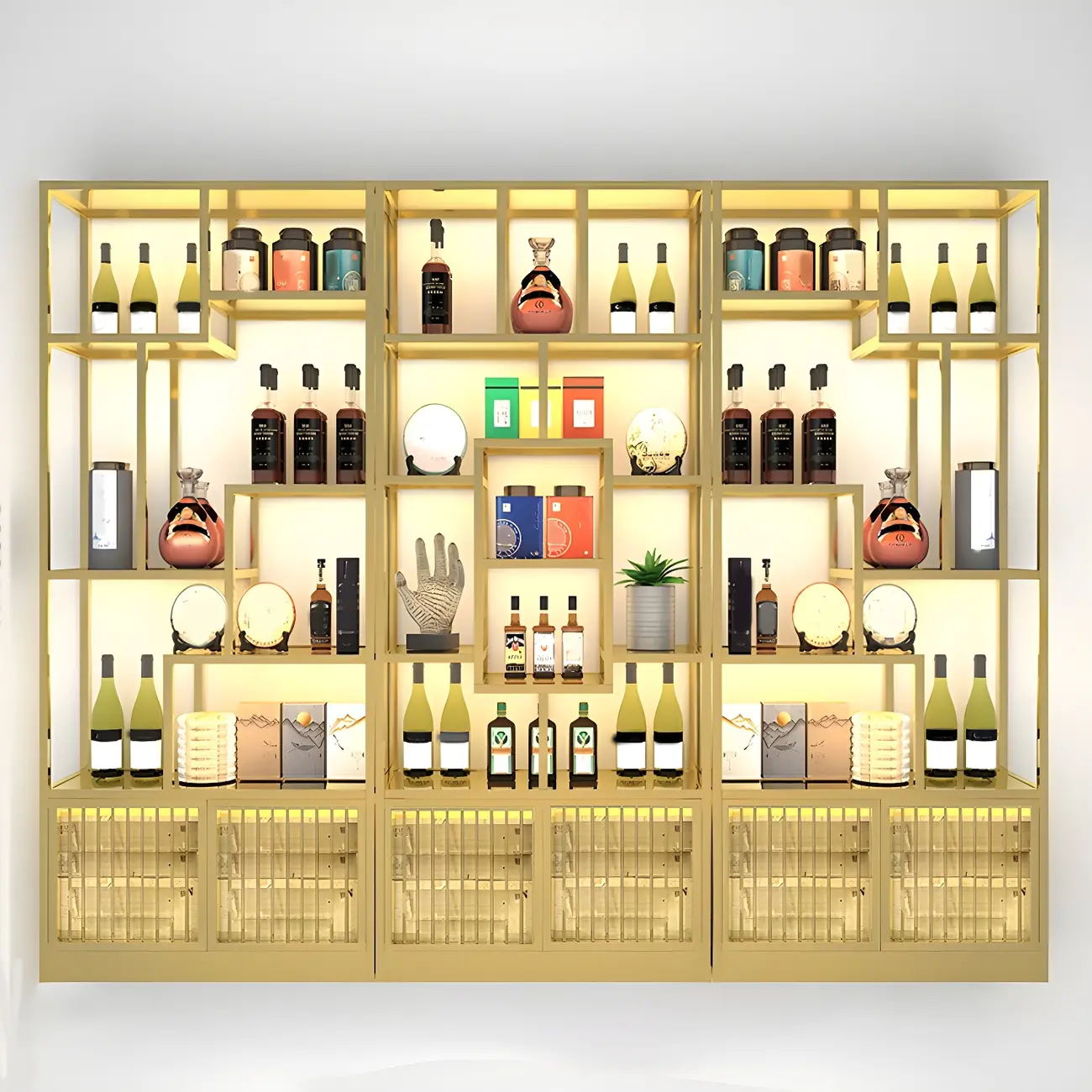 Glam Freestanding Gold Tall Metal Wine Rack