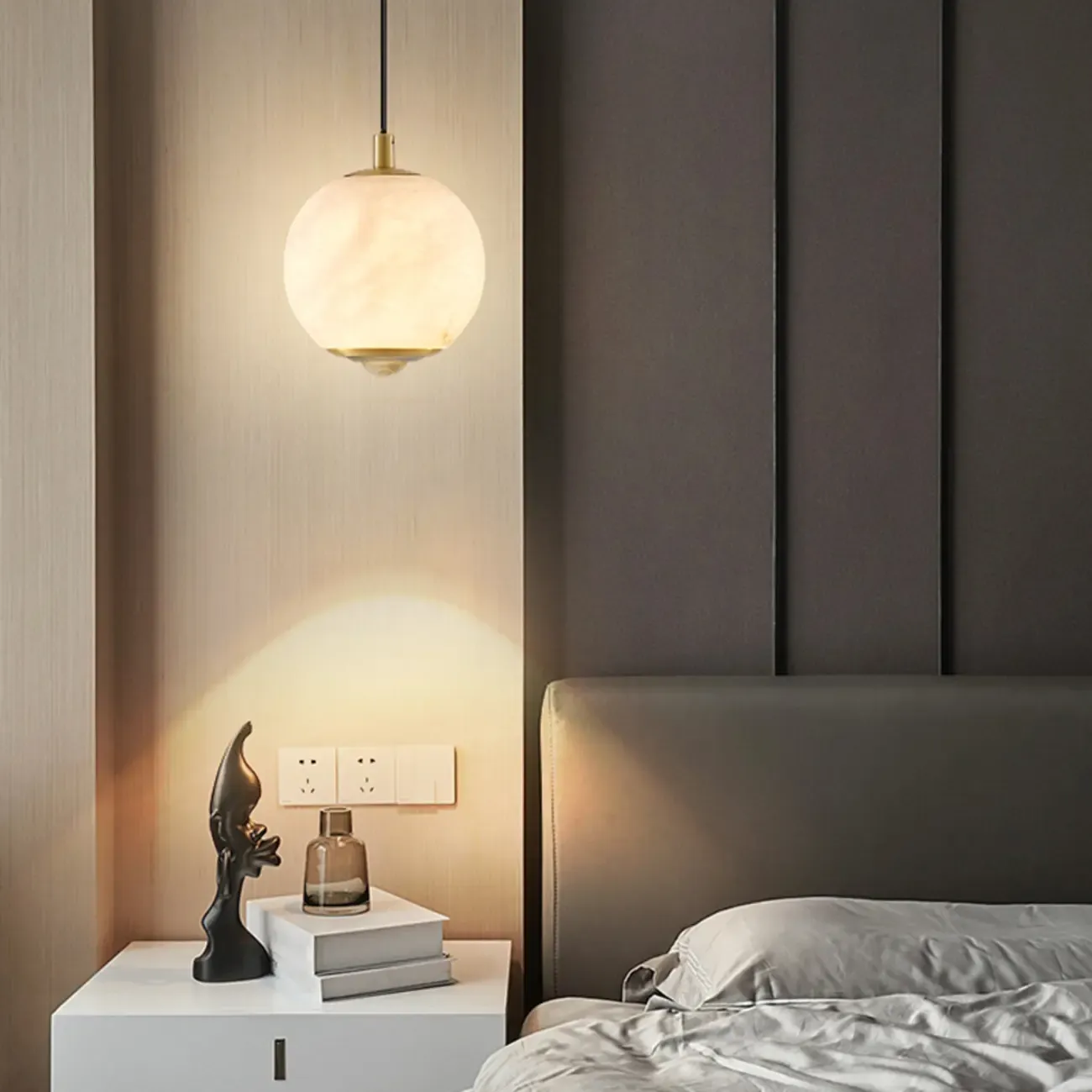 Modern Gold Globe Alabaster Kitchen Pendant Lighting