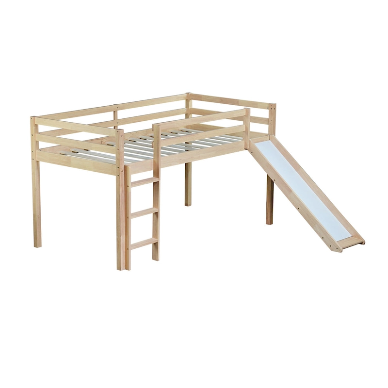 Twin Loft Bed with Slide and Low-Profile Design