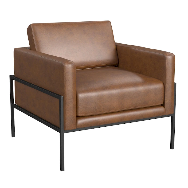 HomePop Modern Upholstered Club Chair w/Metal Frame