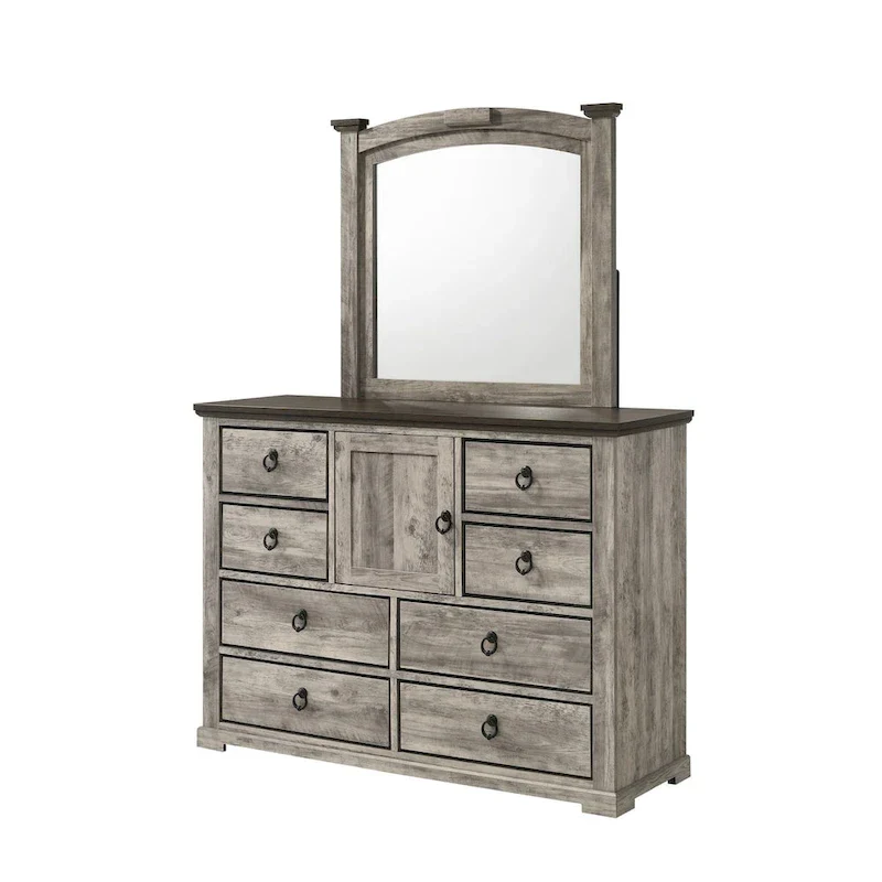 Aimon 4 Piece Gray Rustic Panel Bedroom Set