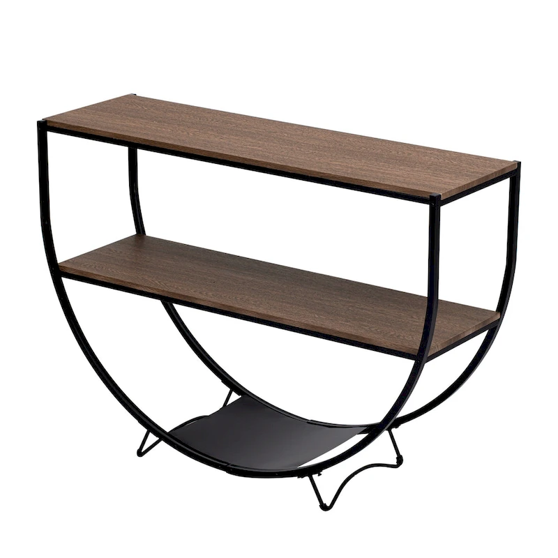 Merax Rustic Industrial Design Demilune Shape Console Table