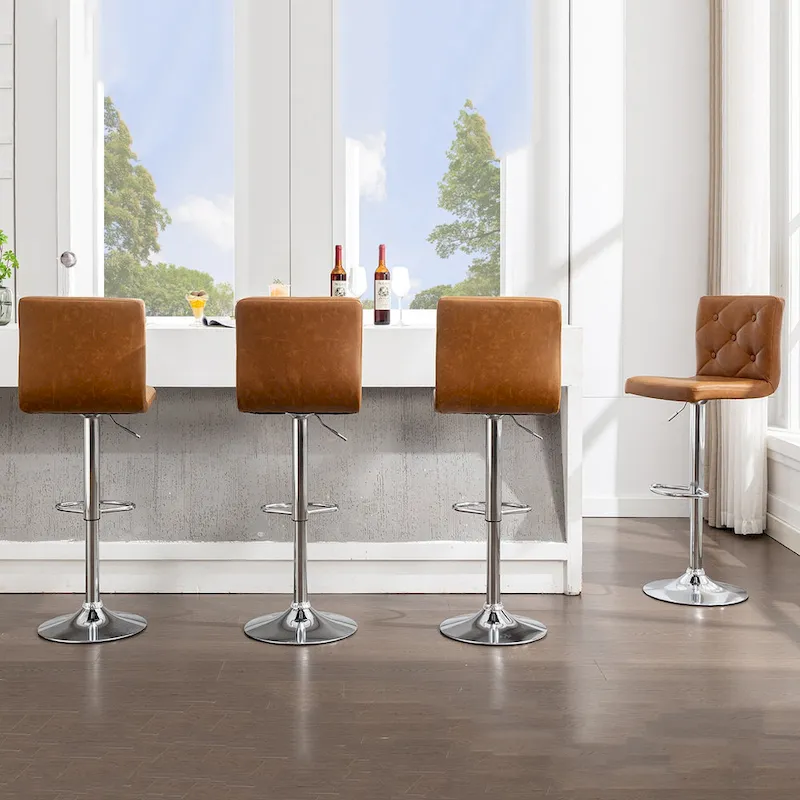 Javlergo Set of 4 Bar Stools Adjustable Swivel Counter Height Barstools with Back