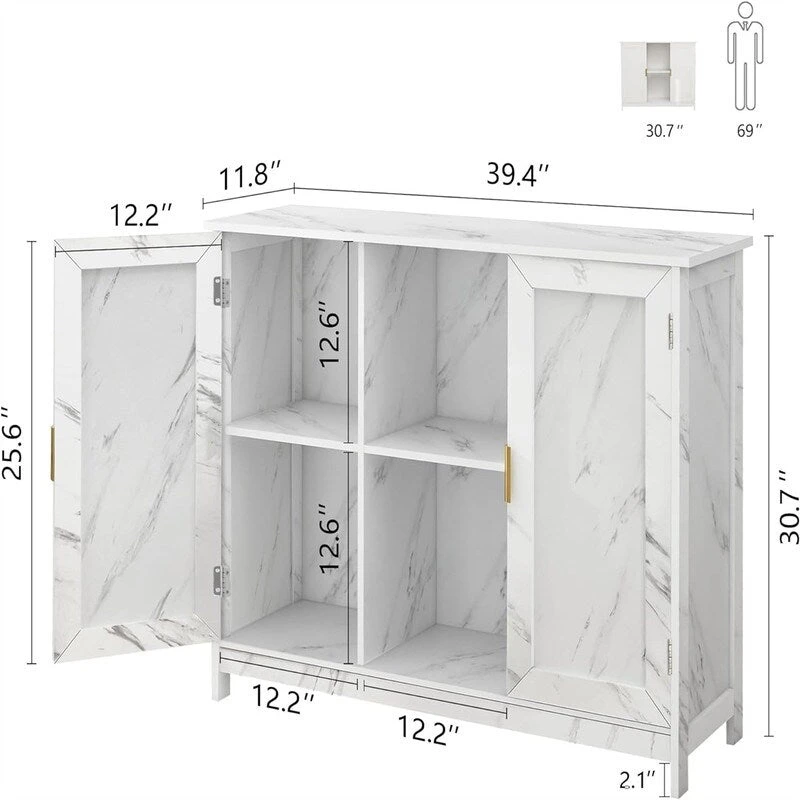 Credenza Buffet Cabinet Wooden Coffee Bar Cabinet - 11.8 D x 39.4 W x 30.7 H