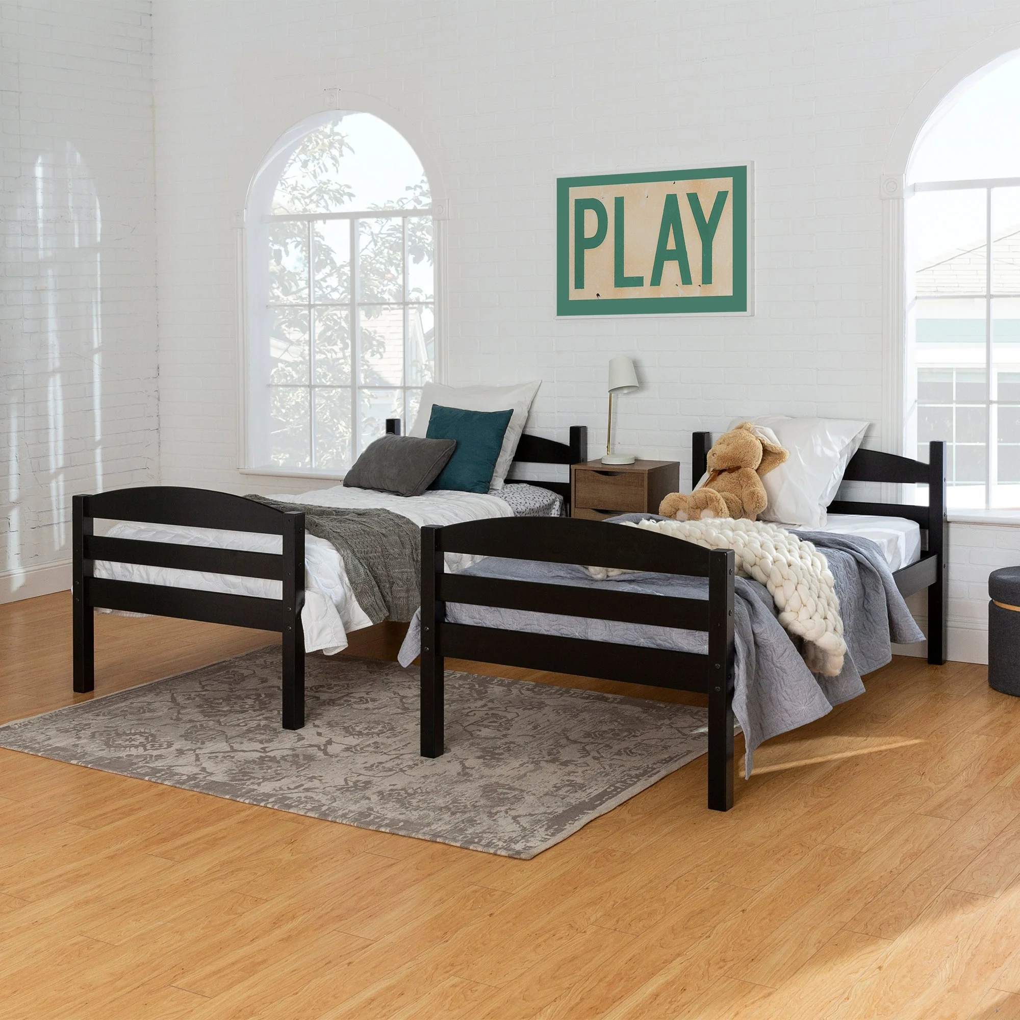 Carolina Transitional Solid Wood Twin-over-Twin Bunk Bed