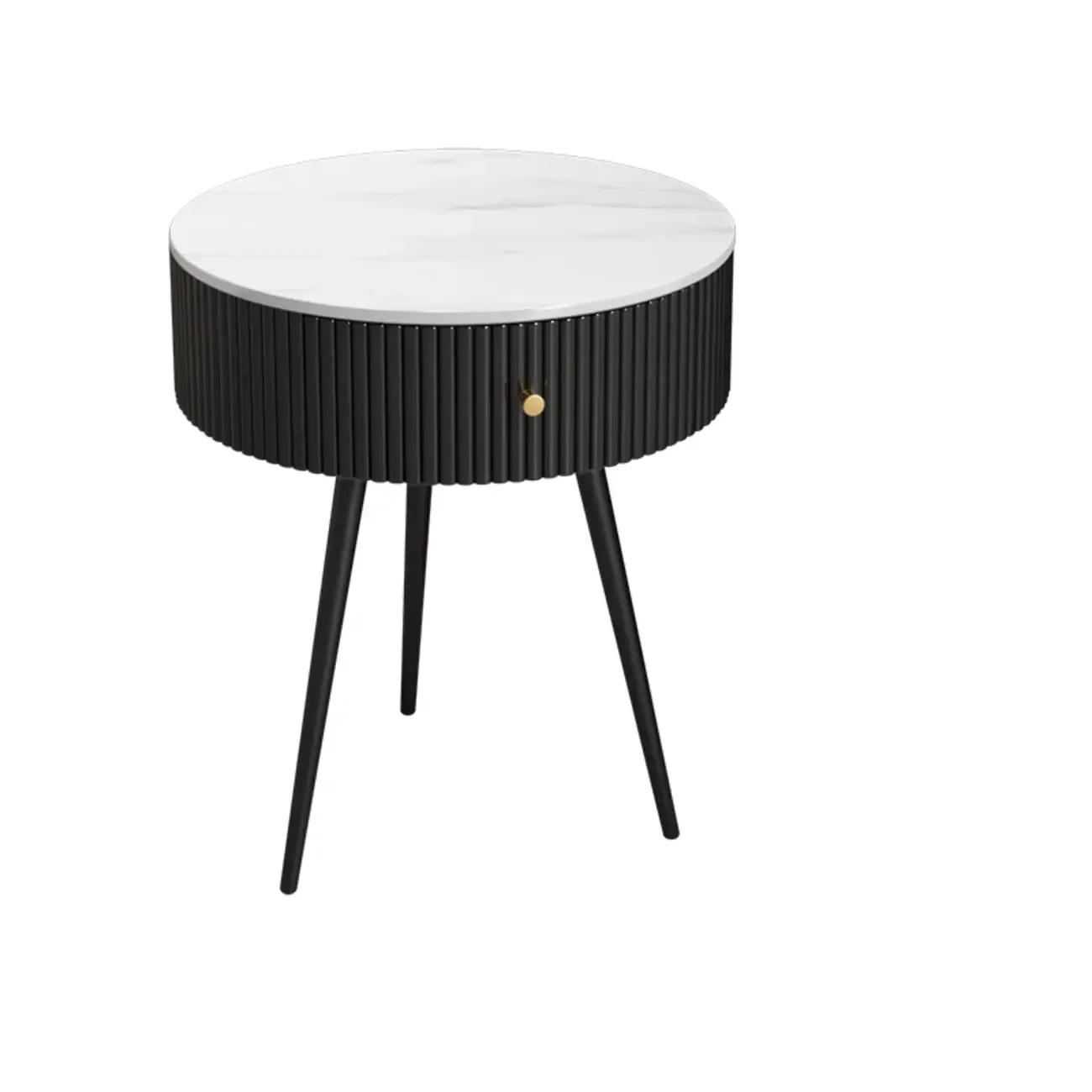Modern Sintered Stone Top Round Drawer Tripod Nightstand