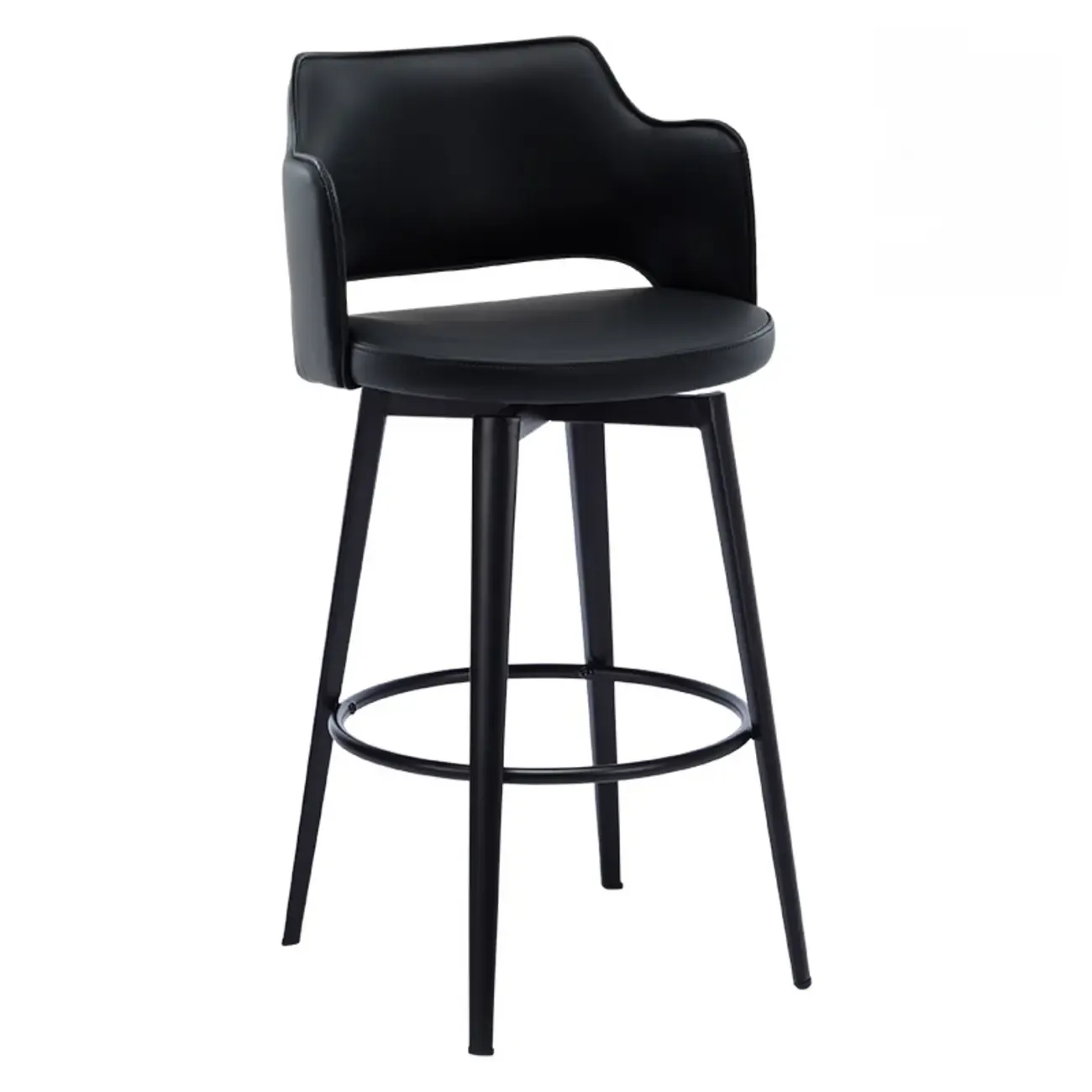 Mid-Century Modern Upholstered Bucket Seat Swivel Bar Stools