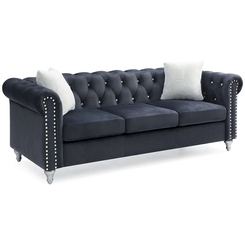 Raisa Microsuede Velvet Tufted Sofa