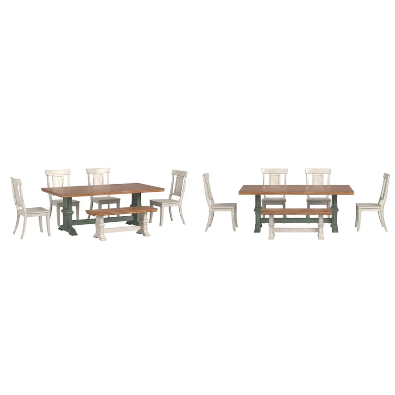 Ronda 78.7 Rectangular Solid Wood Top Dining Set with Panel Back Chairs