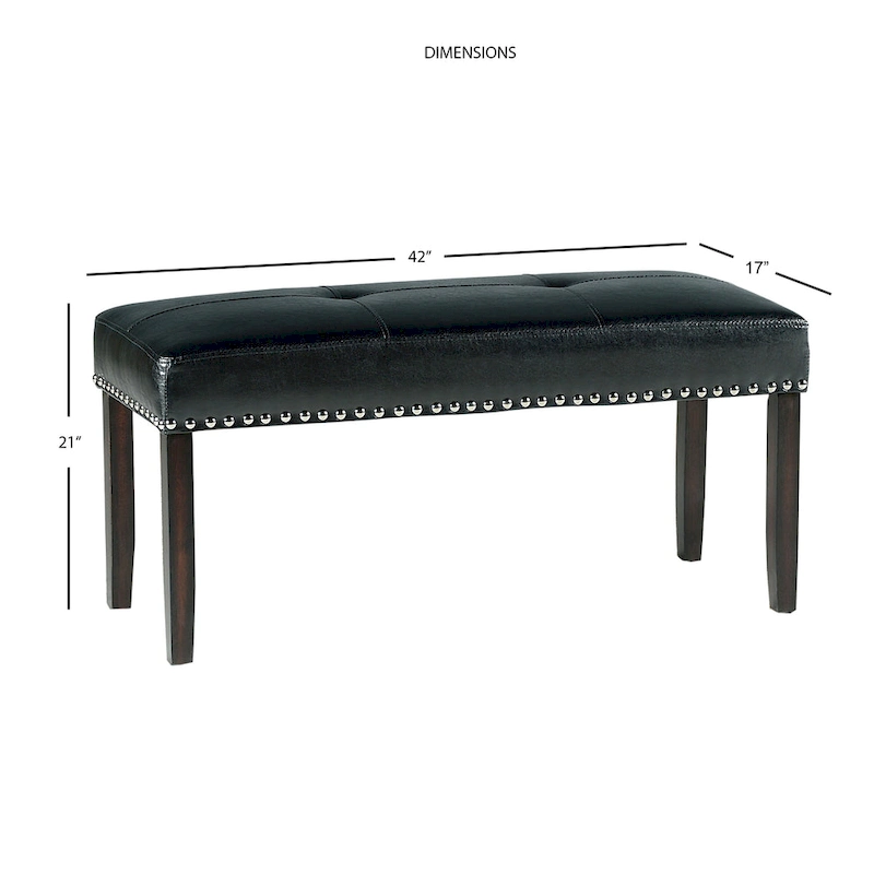Steve Silver Winlock Faux Leather Dining Bench with Nailheads,