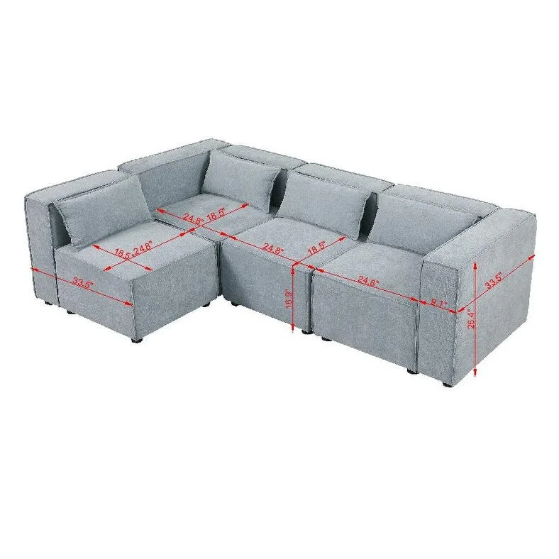 Free Combination Chenille Upholstered Modular Sectional Sofa