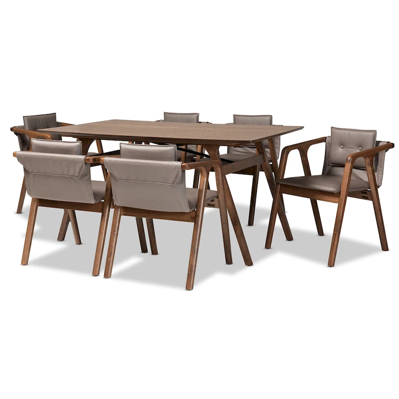 Marcena Mid-Century Modern 7-Piece Dining Set