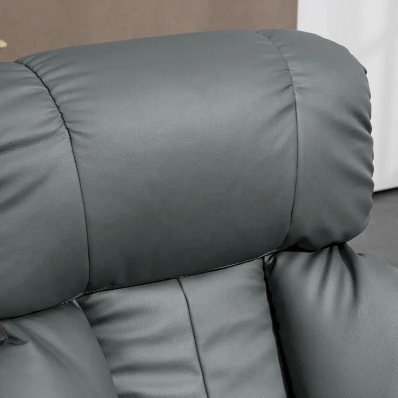 HOMCOM Massage Recliner Chair with Ottoman, 360 Swivel Recliner and Footstool, PU Leather Reclining Chair, Gray