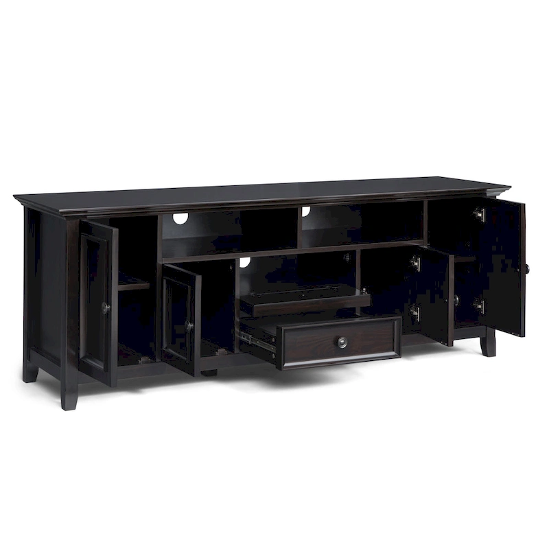 WYNDENHALL Halifax 72 inch Wide Solid Wood Transitional TV Stand - 72w x 19d x 26 h