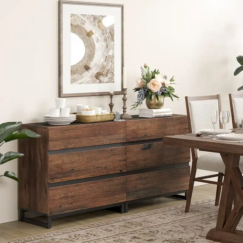 2 in 1 Modern Sideboard with 6 Drawers