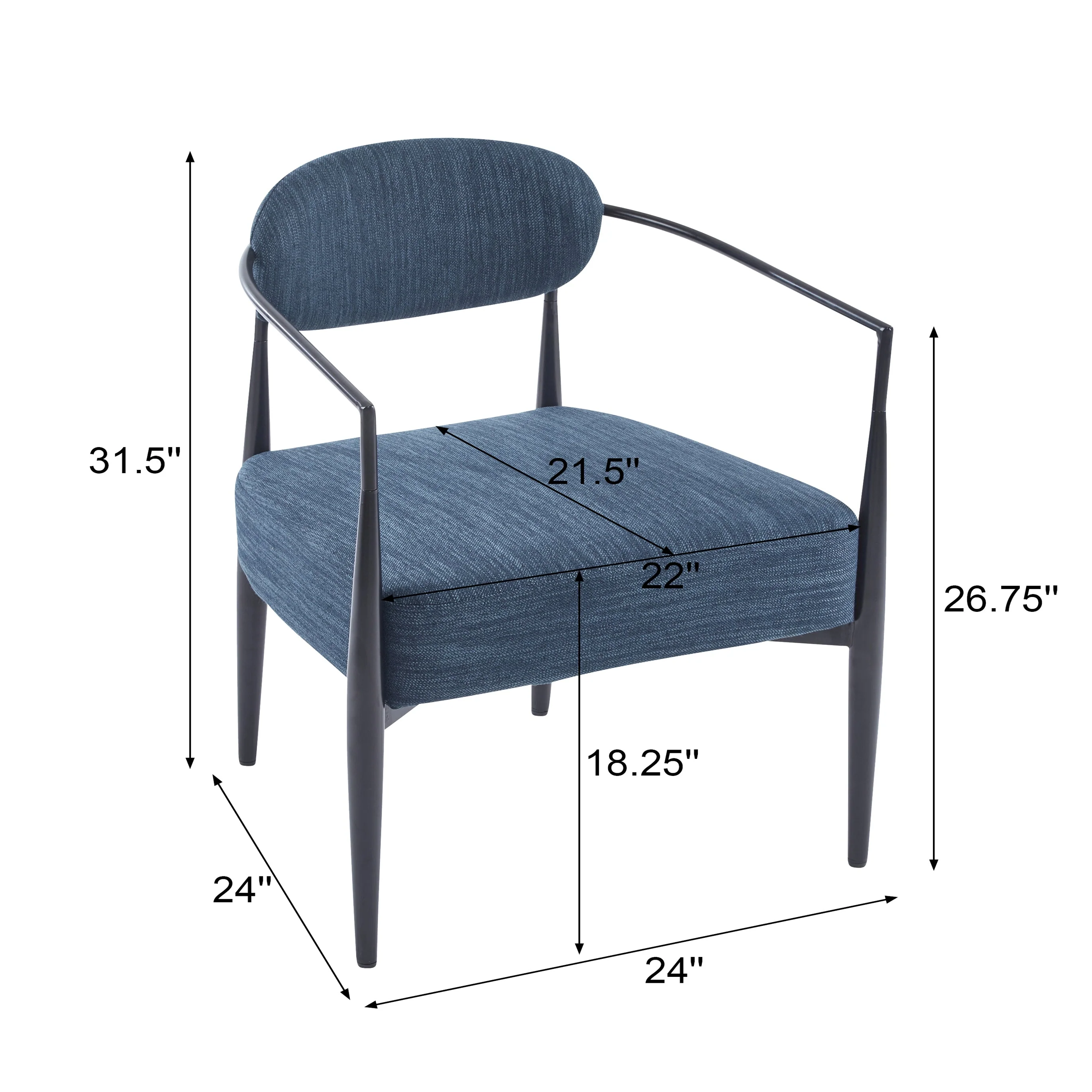 Mid-Century Fabric Dining Chair with Tapered Legs & Pocket Spring Seat