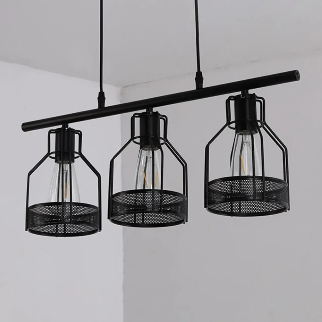 Industrial 4-Light Black Metal Bottle Pendant Light