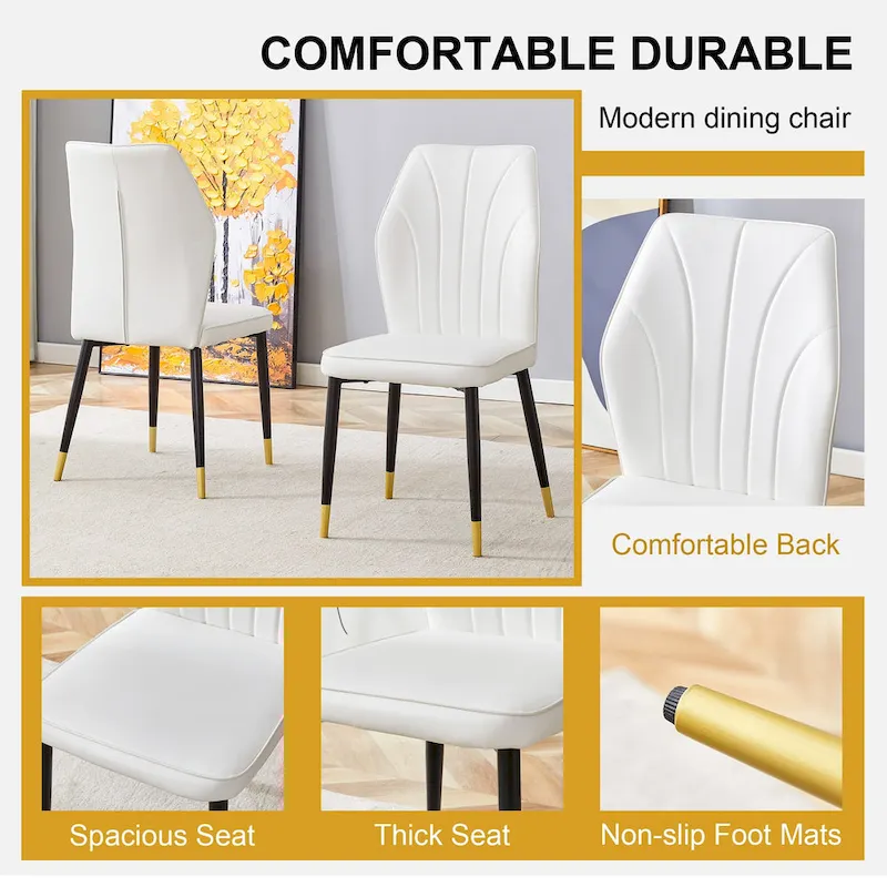 Modern Style 5-Piece Dining Set with Rectangular Table and 4 Widened Backrest Dining Chairs