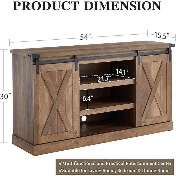 Wood Media Console TV Stand Entertainment Center