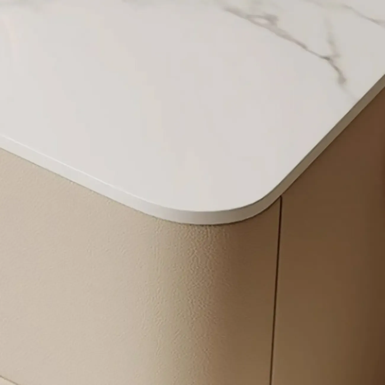 Modern Leather Stone Top Soft-Touch 2-Drawer Nightstand