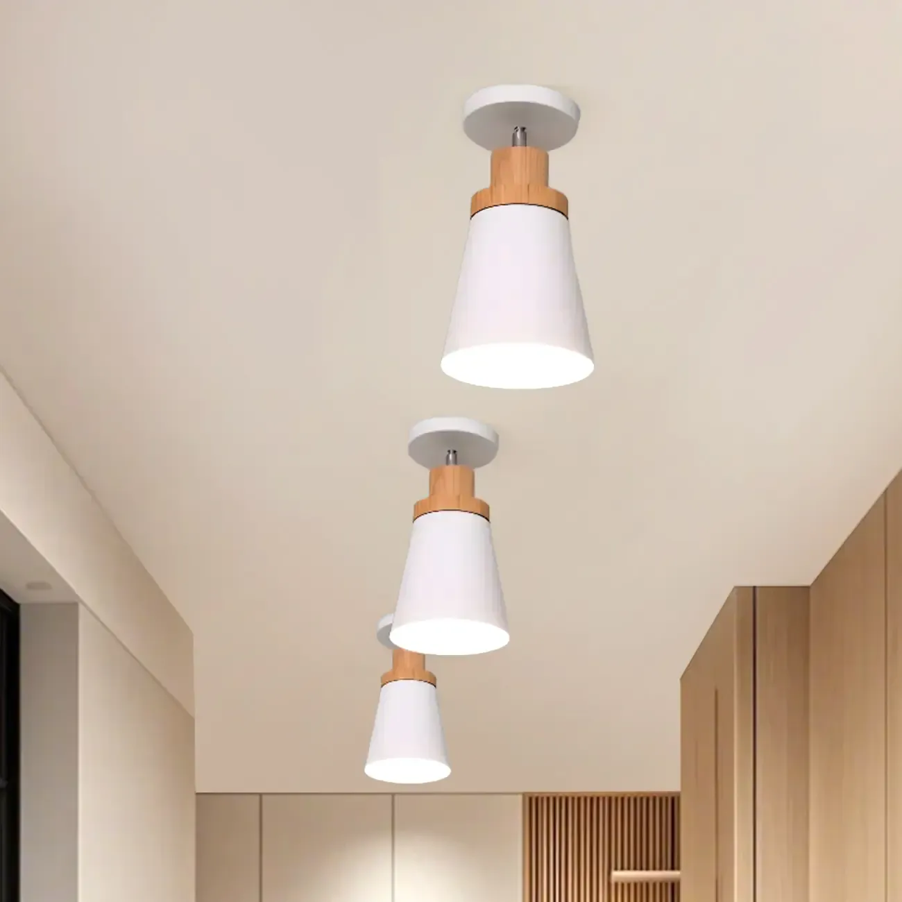 Green Cylinder Iron Modern Semi Flush Mount Ceiling Light