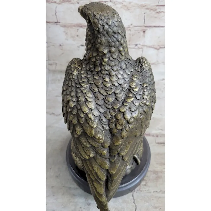 Guardian Eagle Hawk Bird Bronze Statue Sculpture Figure 12 Inches X 9 Inches