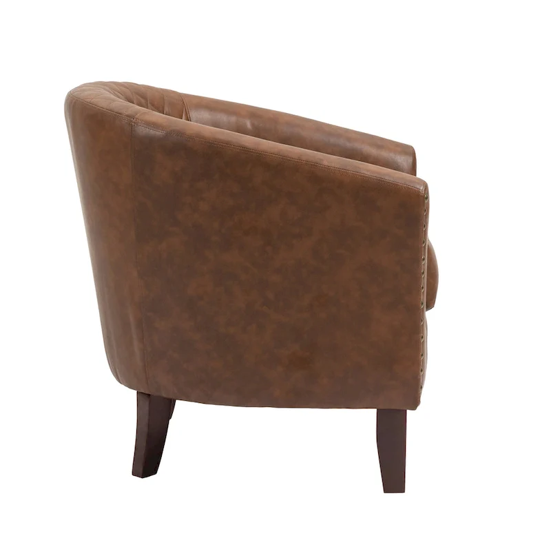 Modern Armchair Faux Leather Nailhead Trim Swivel Accent Chair