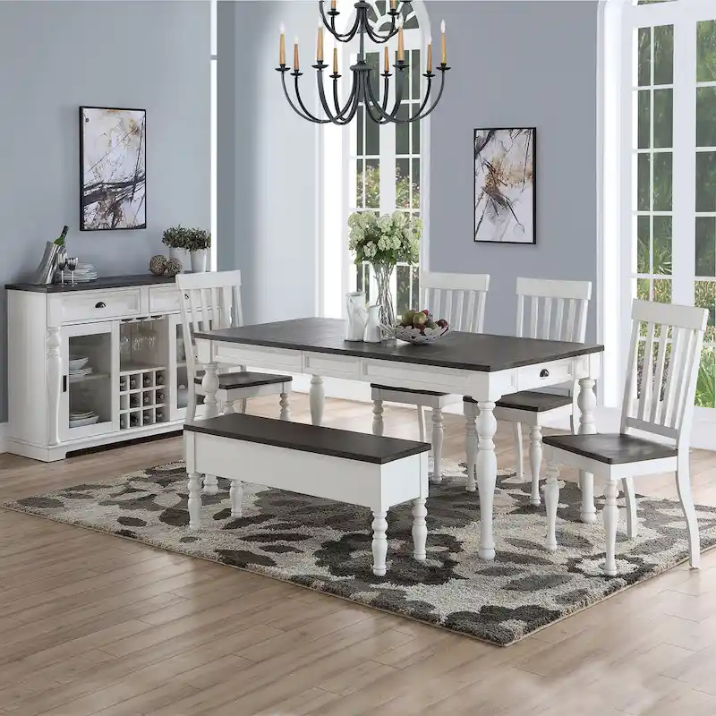 Steve Silver Jillian Farmhouse Distressed Two-tone Dining Set