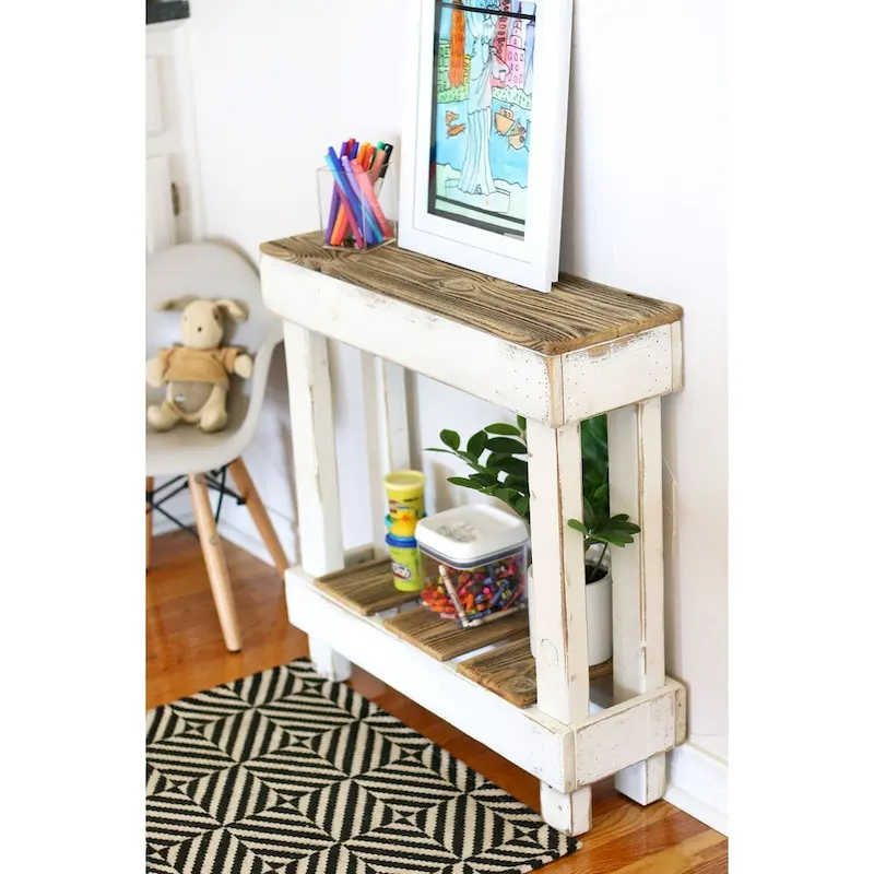 26x8x26 Mini Accent Console End Table (White)