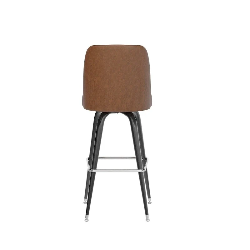 Metal Barstool with Swivel Vinyl Upholstered Bucket Seat and Footrest - 18.5D x 18.5W x 42.5H