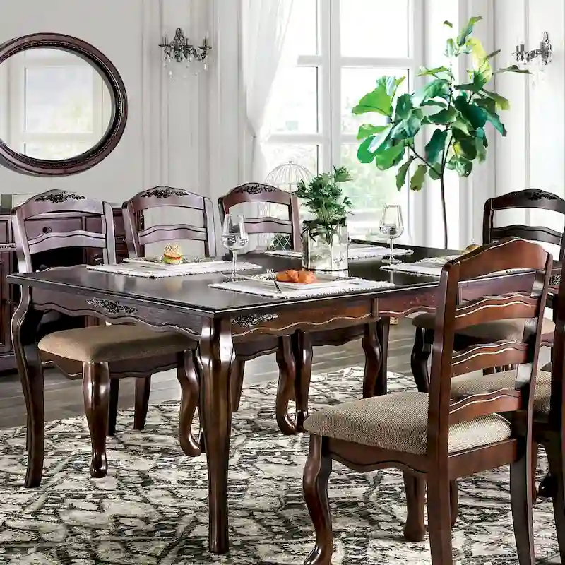 Furniture of America Shak Traditional Dark Walnut 78-inch Dining Table