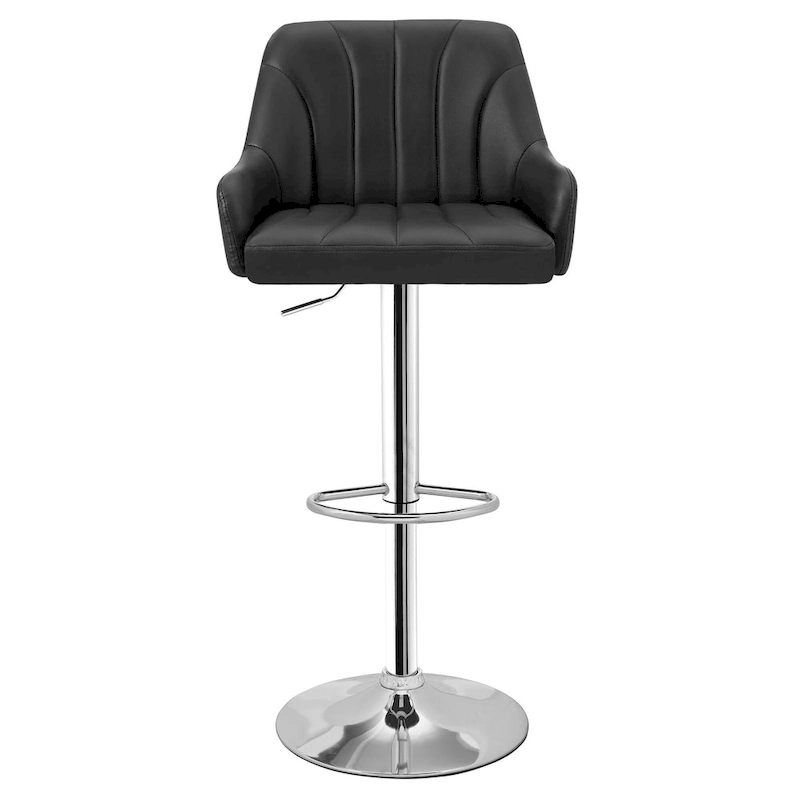 Adjustable Armless Swivel PU Leather Bar Stools Chrome Air Lift Counter Height Stools Set of 4