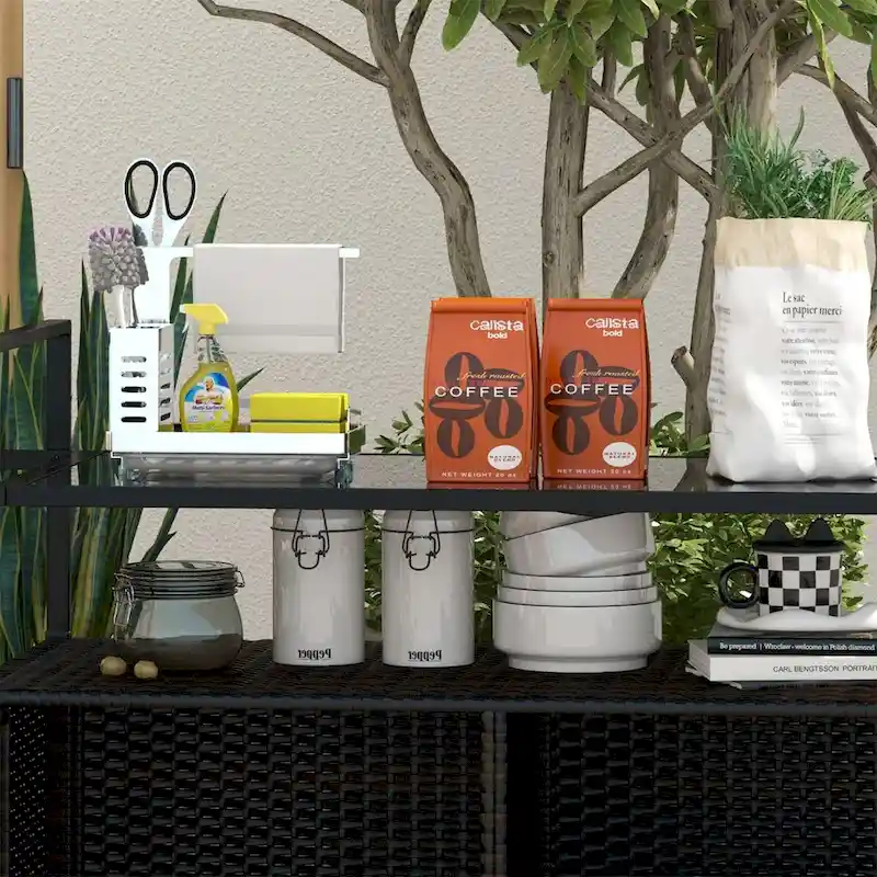 Patio Serving Cart with Glass Top